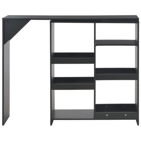 Table de bar，Table de Cuisine，Table Haute avec tablette amovible Noir 138x39x110 cm CFW885409