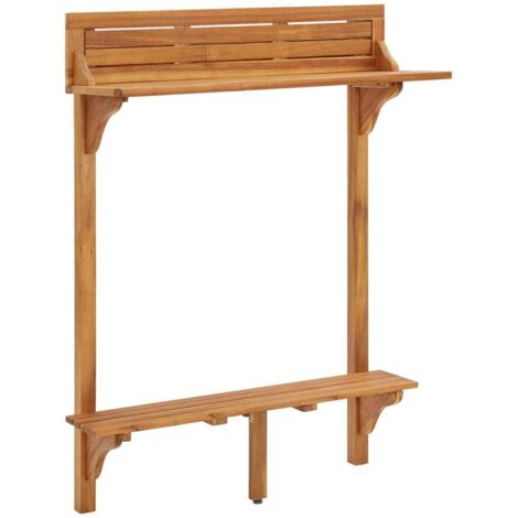 Table de bar，Table de Cuisine，Table Haute de balcon 90x37x122,5 cm Bois d'acacia massif CFW249118