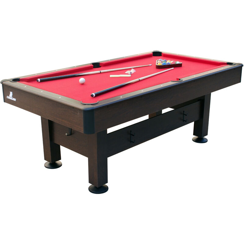 Table de Billard Topaz 6ft marron / rouge pour l'intérieur Accessoires inclus Table jeu Adulte & Enfant - Marron - Cougar