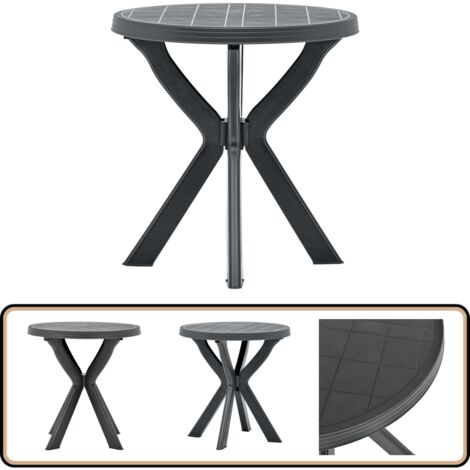 Table de bistro Anthracite Ø70 cm Plastique - Table De Jardin - Table Bistrot - Mobilier De Jardin - Table Extérieure - Table Résistante Aux Intempéries