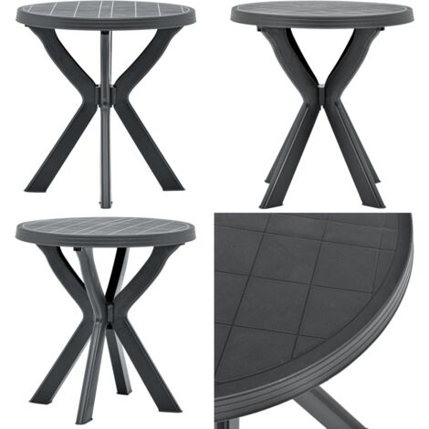 Table de bistro Anthracite Ø70 cm Plastique - Table De Jardin - Table Bistrot - Mobilier De Jardin - Table Extérieure - Table Résistante Aux Intempéries - Home & Living