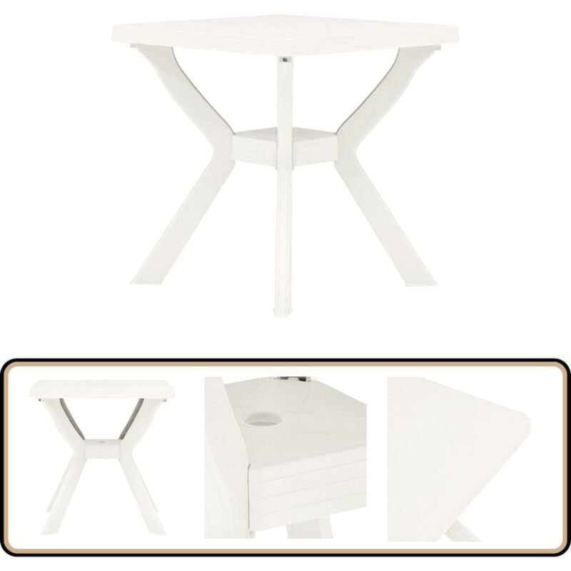 Table de bistro Blanc 70x70x72 cm Plastique - Table De Jardin - Table Bistrot - Table Extérieure - Mobilier De Jardin - Table Blanche