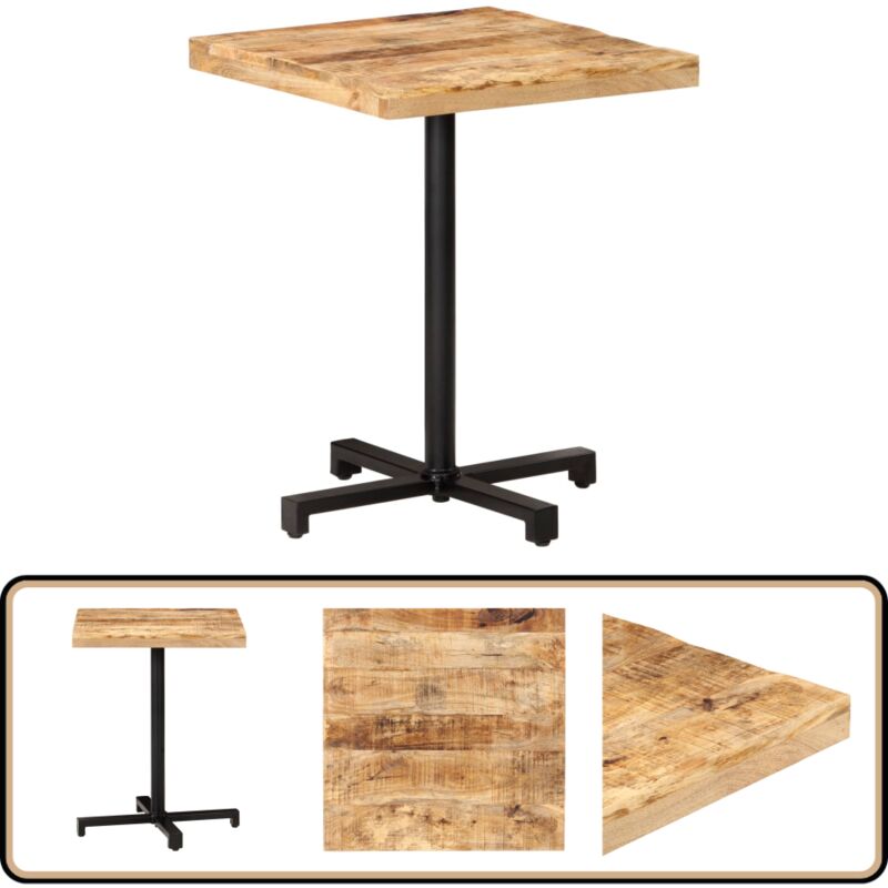 Vidaxl - Table de bistro Carrée 60x60x75 cm Bois de manguier brut - Table Bistro - Table Carrée - Table En Bois - Table Extérieure - Mobilier De