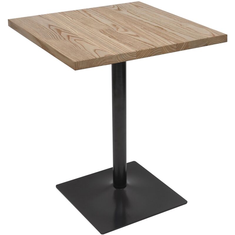 Table de bistro comptoir bistro design industriel en métal et bois d'orme marron clair 70x70 cm 040008523