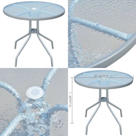 Table de bistro Gris 80x71 cm Acier - Table De Jardin Ronde - Table D'extérieur - Mobilier De Jardin - Table Bistrot - Table En Acier - Home & Living