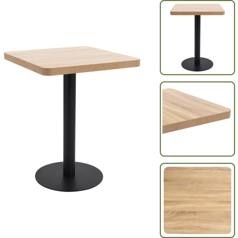 Table de bistro marron clair 60x60 cm mdf - Table Bistro - Table Ronde - Table Pour Deux - Mobilier Extérieur - Décoration Intérieure