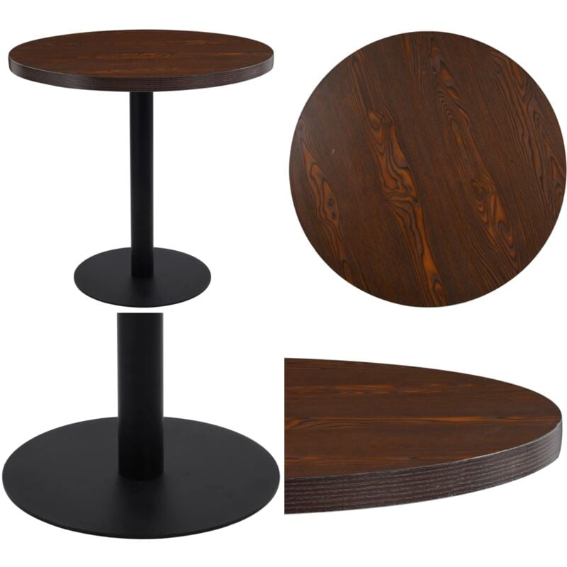 Table de bistro Marron foncé 80 cm mdf - Table Bistro - Table Ronde - Table Pour Deux - Mobilier Extérieur - Décoration Intérieure - Home & Living