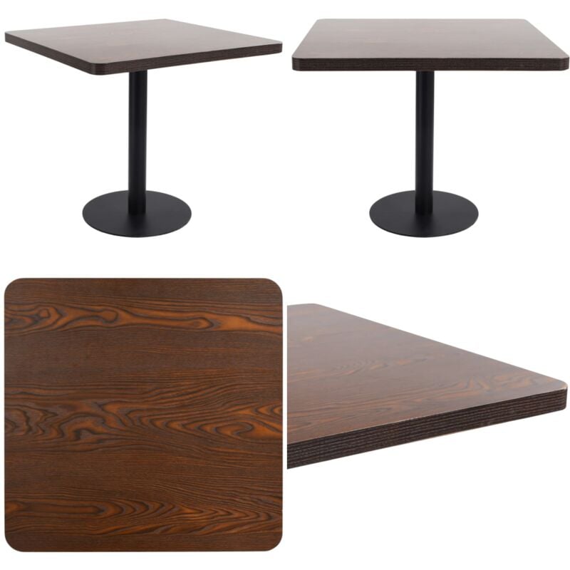 Table de bistro Marron foncé 80x80 cm mdf - Table Bistro - Table Ronde - Table Pour Deux - Mobilier Extérieur - Décoration Intérieure - Home & Living