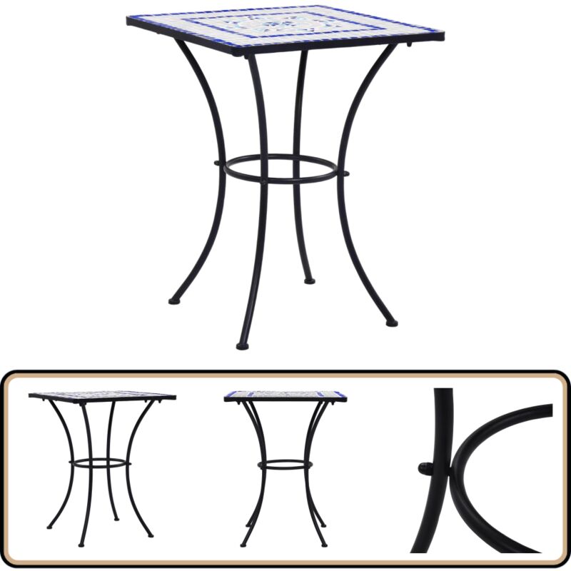 Vidaxl - Table de bistro mosaïque Bleu et blanc 60 cm Céramique - Table De Jardin - Table Bistro - Table Mosaïque - Table Extérieure - Mobilier De