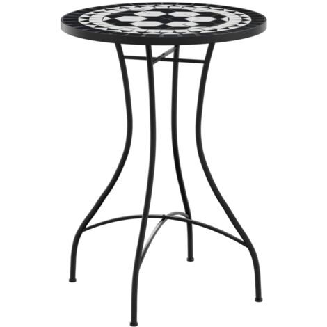 Table de bistro mosaïque noir et blanc Ø50x70 céramique