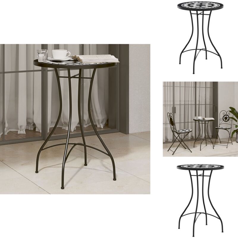 Table de bistro mosaïque noir et blanc Ø50x70 cm céramique - Table De Bistro - Table Extérieure - Table Mosaïque - Mobilier De Jardin - Décoration