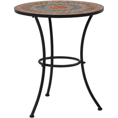 Table de bistro mosaïque Orange-gris 60cm Céramique
