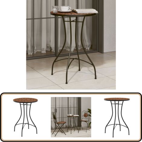 Table de bistro mosaïque terre cuite Ø50x70 cm céramique - Table De Bistro - Table Extérieure - Table Mosaïque - Mobilier De Jardin - Décoration De Terrasse