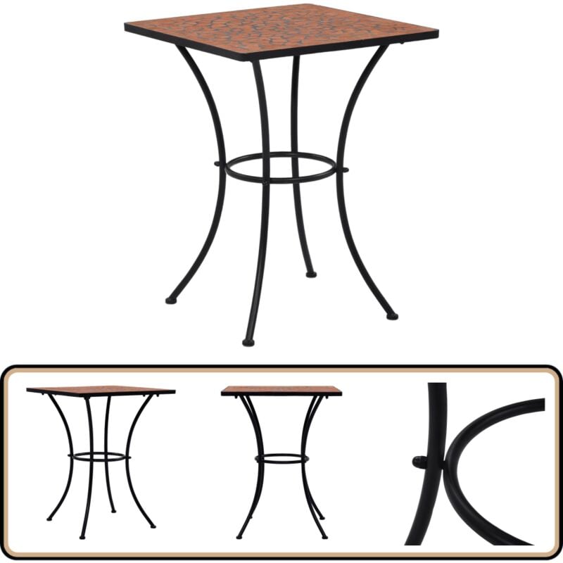 Table de bistro mosaïque Terre cuite 60 cm Céramique - Table De Jardin - Table D'appoint - Table Mosaïque - Table Extérieure - Mobilier De Jardin
