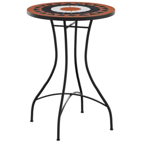 Table de bistro mosaïque terre cuite blanc Ø50x70 céramique