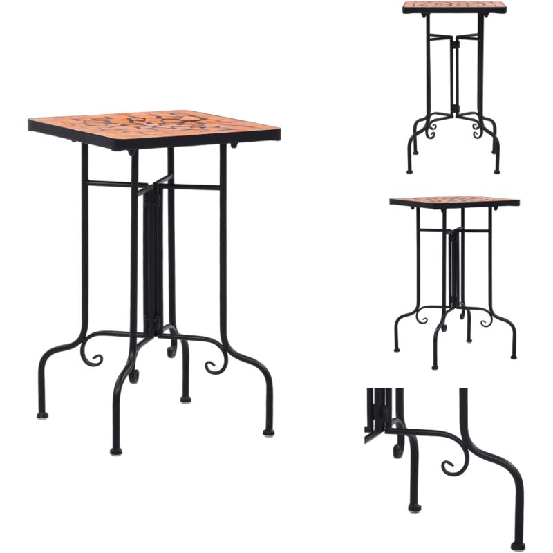 Table de bistro mosaïque Terre cuite Céramique - Table Basse Extérieure - Table D'appoint Jardin - Table Mosaïque - Table Fleurie - Décoration