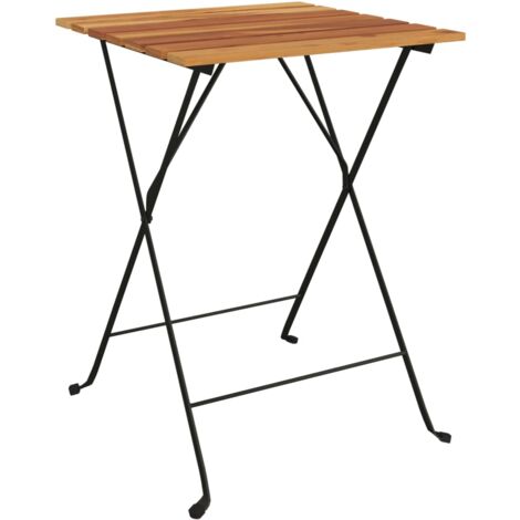 Table de bistro pliante 55x54x71 Bois de teck solide et acier