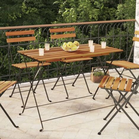 Table de bistro pliante Table haute - Table d'appoin 100x54x71cm Bois acacia solide et acier Chic-164900