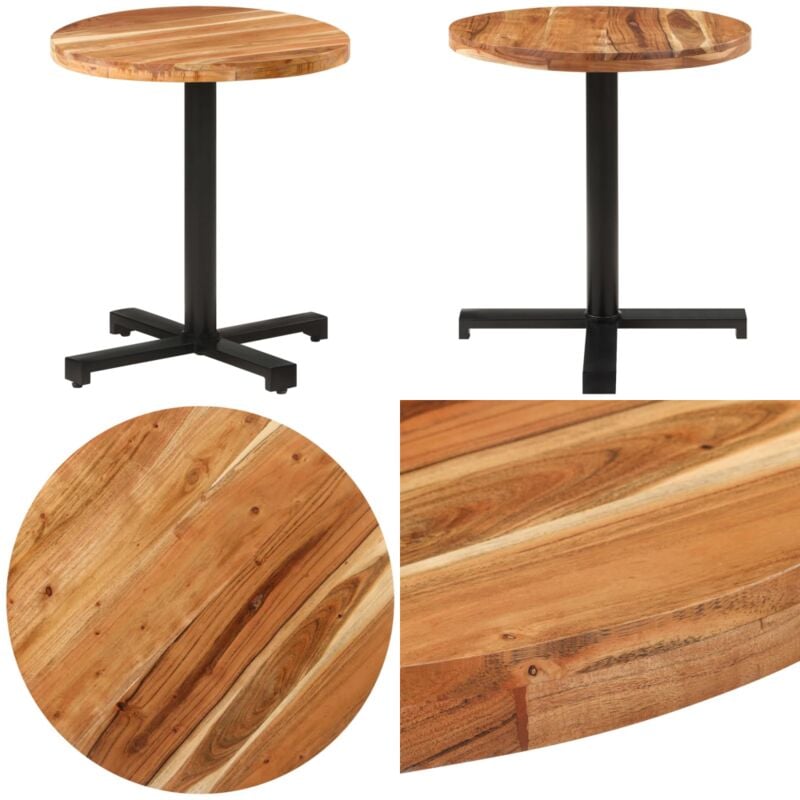 Table de bistro Ronde Ø70x75 cm Bois d'acacia massif - Table Bistro - Table Ronde - Table Acacia - Meubles Extérieur - Mobilier Jardin - Home & Living