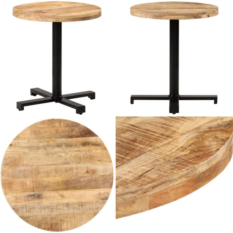 Table de bistro Ronde Ø70x75 cm Bois de manguier brut - Table Bistro - Table Ronde - Table En Bois - Table Extérieure - Mobilier De Jardin - Home &