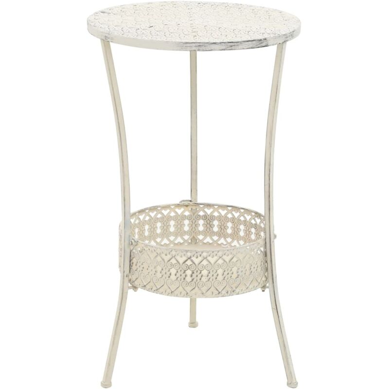 vidaXL Table de bistro Style vintage Ronde Métal 40 x 70 cm Blanc