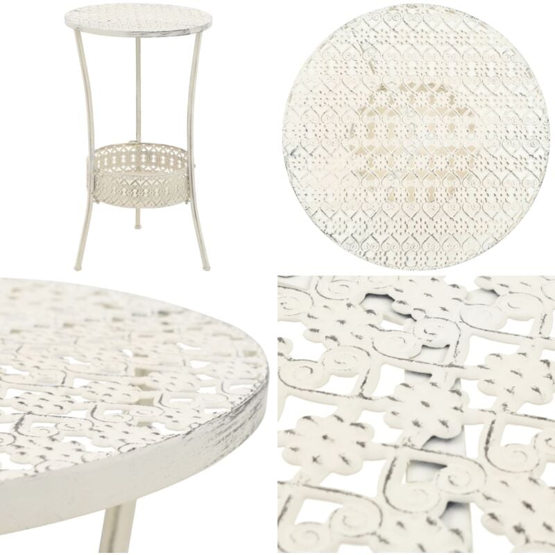 Vidaxl - Table de bistro Style vintage Ronde Métal 40x70 cm Blanc - Table Bistro - Table Ronde - Table Vintage - Table Métal - Table Design - Home &