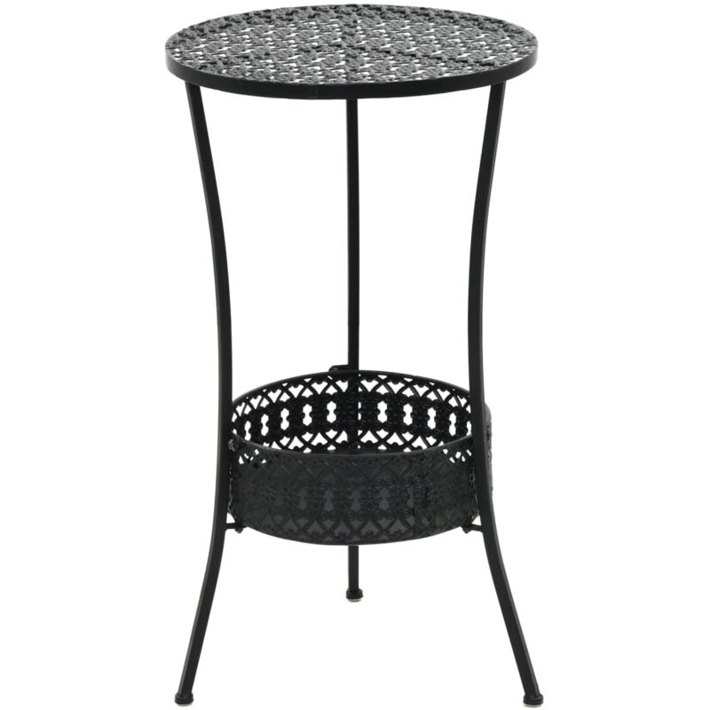 Vidaxl – Table de bistro haute en métal noir 40x70 cm – Style vintage avec panier de rangement – Facile à assembler pour petits espaces