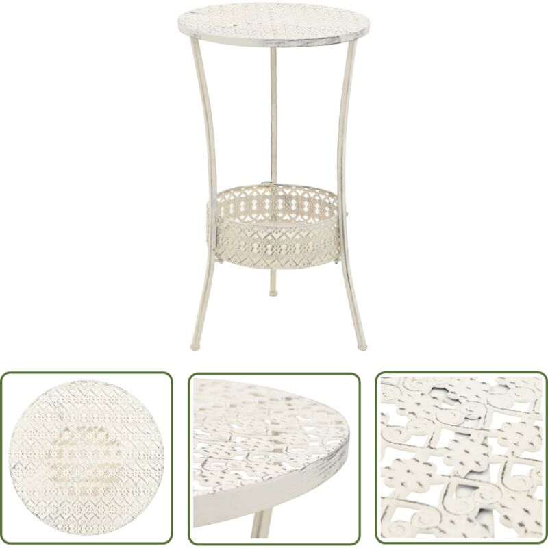 Doc&et² - inlife Table de bistro Style vintage Ronde Métal 40 x 70 cm Blanc