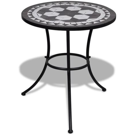 Table de bistro Table d'appoint - Table de bar Noir et blanc 60 cm Mosaïque Chic-276547