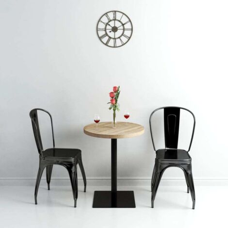 Table de bistro Table de jardin  Table de bar MDF et acier Rond 60 x 75 cm Couleur de chêne 24158