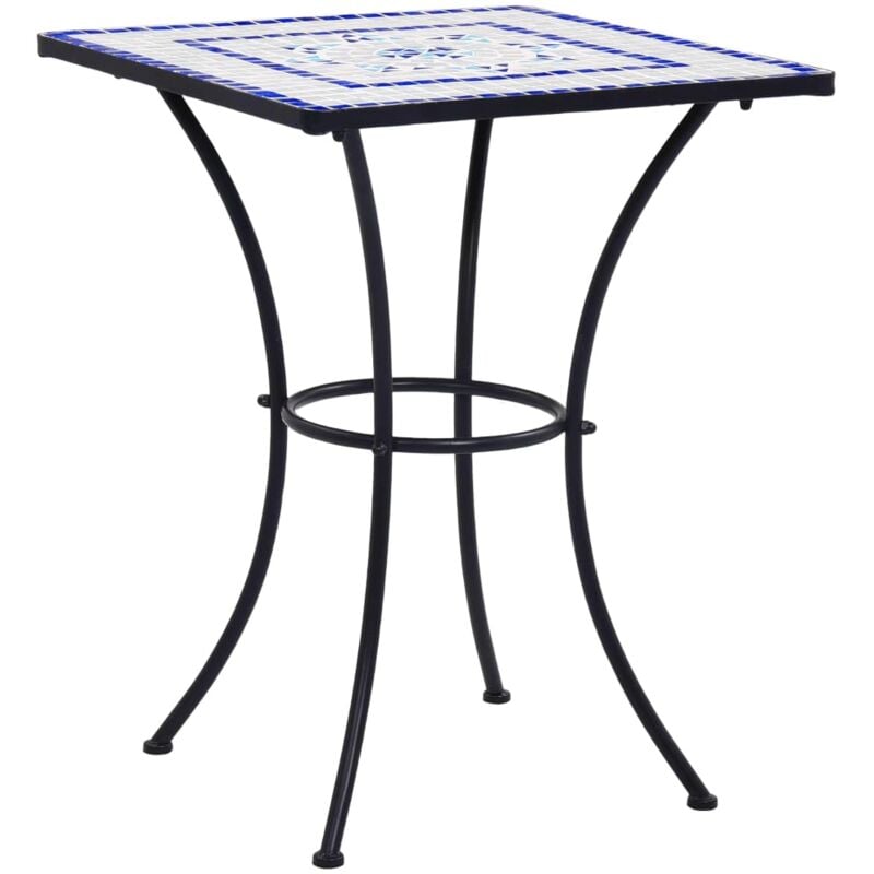 Maisonchic - Table de bistro, Table de jardin, Table de bar mosaïque Bleu et blanc 60 cm Céramique TOGP28411 design in