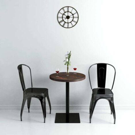 Table de bistro Table haute - Table d'appoint MDF et acier Rond 60 x 75 cm Frêne foncé BV338342 - BonneVie