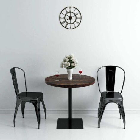 Table de bistro Table haute - Table d'appoint MDF et acier Rond 80 x 75 cm Frêne foncé BV497656 - BonneVie