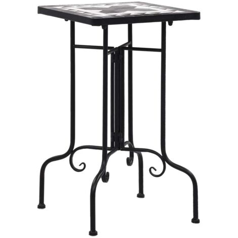 Table de bistro  Table haute  Table de café mosaïque noir et blanc Céramique XRKJ968444 MaisonChic