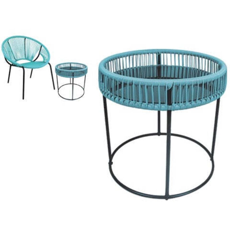 Led Leds - table de bistrot arpa marine en acier avec plateau en verre