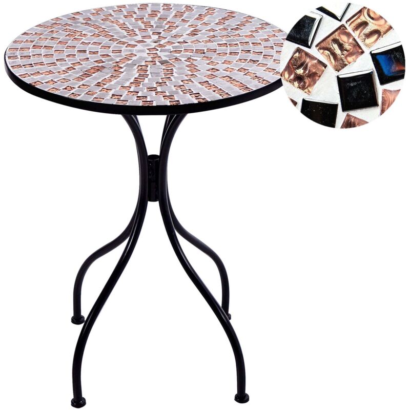 Beliani - Table de Bistrot avec Plateau en Mosaïque de Style Vintage 60 cm en Métal Noir Caprino