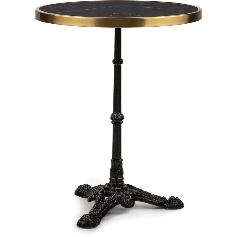blumfeldt - table de bistrot style art nouveau - 57,5 x 72 cm (øxh) - plateau rond en marbre - noir & or - noir / marbre noir