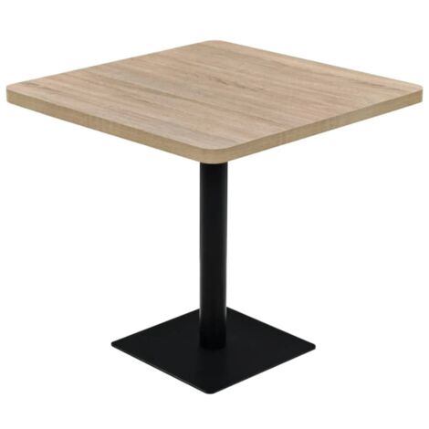 Table de bistrot carrée ULKA 80cm - Bois et acier-Beige
