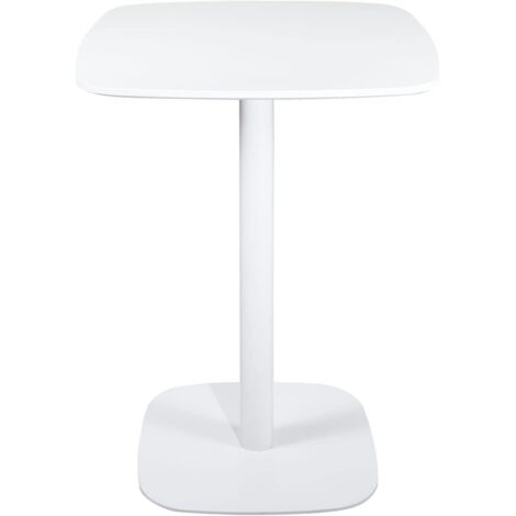 Table de bistrot de cuisine, table d'appoint, hauteur 75 cm, plateau 60 x 60 cm, pour 1 à 2 personnes, piètement fixe en métal SILA (blanc et bois)