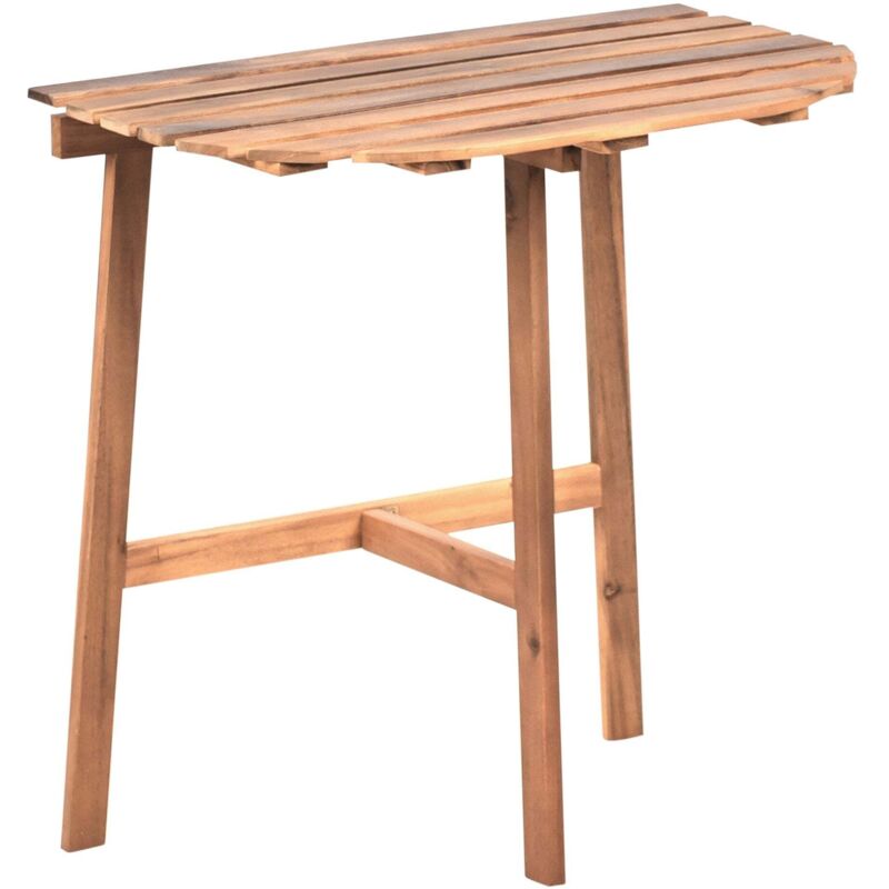 Table de Bistrot de Jardin en Bois d'Acacia Demi Ronde 70 x 44 cm Pliable Meuble d'Extérieur Marron Osigo