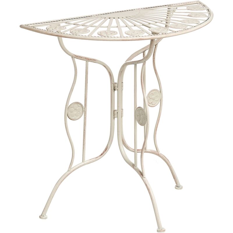 Beliani - Table de Bistrot de Jardin Vintage en Métal 80 x 37 cm Plateau en Fer Beige Clair Coggia