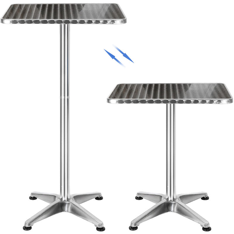 Table de bistrot en aluminium, carrée, h 70 cm