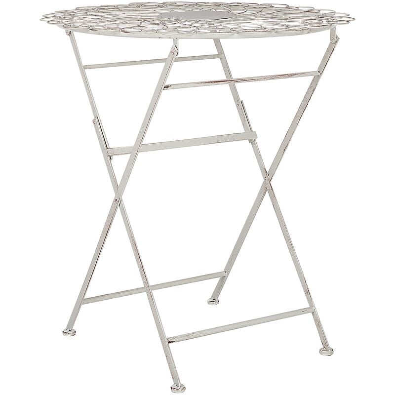 Table de Bistrot en Métal Blanc Cassé ⌀ 70 cm Pliante pour Balcon ou Terrasse Stiffe - Blanc