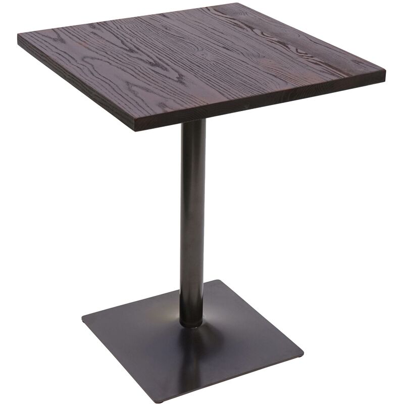 table de bistrot hhg 482,table de bar, gastronomie industrielle, bois d'orme certifié mvg 76x60x60cm brun noir - brown