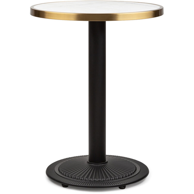 table de bistrot style blumfeldt style art nouveau - 57,5 x 72 cm (øxh - plateau rond en marbre - noir , blanc & or - noir / marbre blanc
