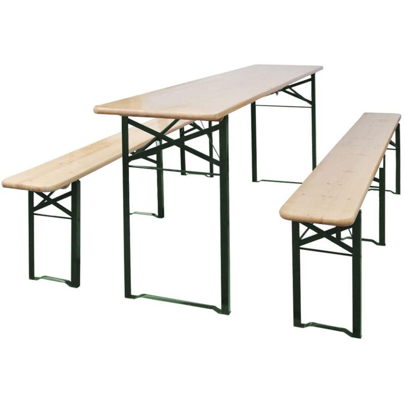 Youthup - Table de brasserie pliable avec 2 bancs 220 cm Bois de sapin