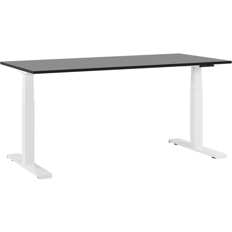 Table de bureau 180 x 80 cm noir et blanc hauteur réglable par électronique DESTIN II