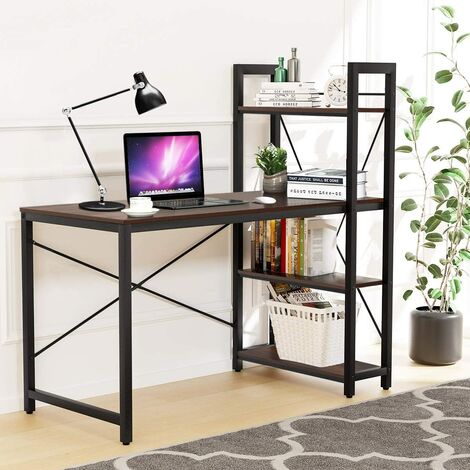 table de bureau avec etagère de rangement ajustable fabriqué en bois 120,5 x 61 x 122cm