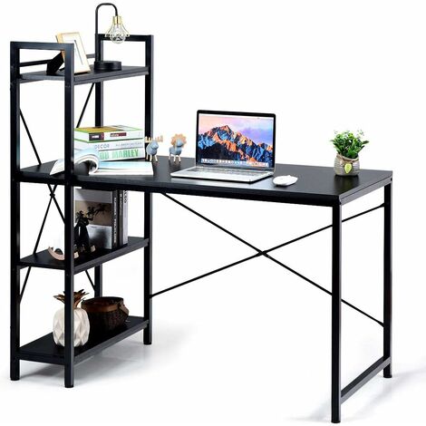 table de bureau avec etagère de rangement ajustable fabriqué en bois 120,5 x 61 x 122cm