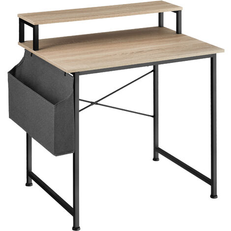 Table de bureau avec étagère de rangement et poche en tissu - table de bureau avec étagère, bureau informatique, table d’ordinateur